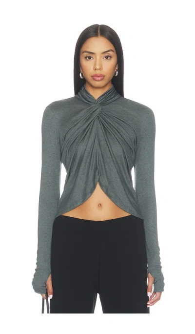 Misha Tencil Longsleeve Twist Top In Gray