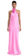 Misha Rose-embellished Halterneck Dress In Purple Rose
