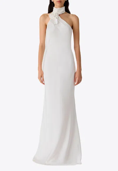 Misha Teresa Halterneck Satin Bridal Gown In Ivory
