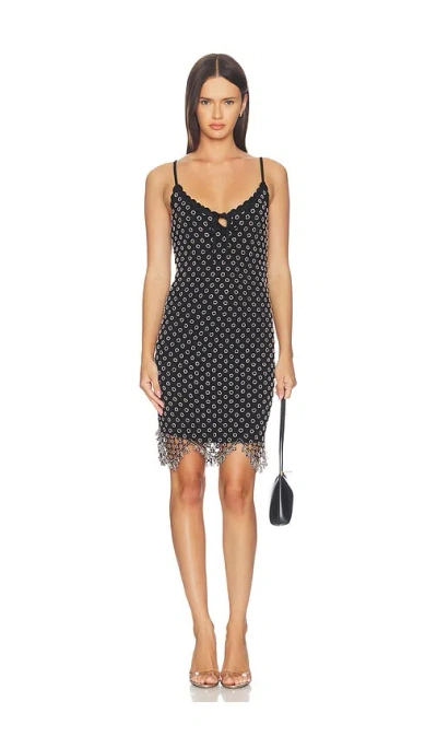 Misha The Beaded Crochet Mini Dress In Black
