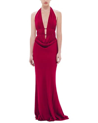 Misha The 'celine' Satin Dress In Burgundy
