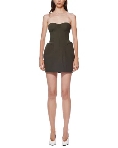 Misha The 'delta' Suiting Wool-blend Mini Dress In Brown