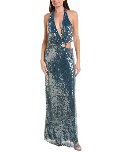 Misha The Devon Sequin Maxi Dress In Blue