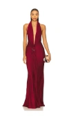 Misha The Donna Satin Dress In Burgundy