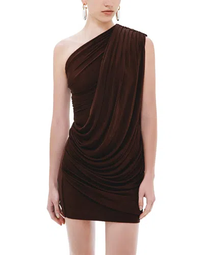 Misha The 'erika' Rib Wool-blend Mini Dress In Brown