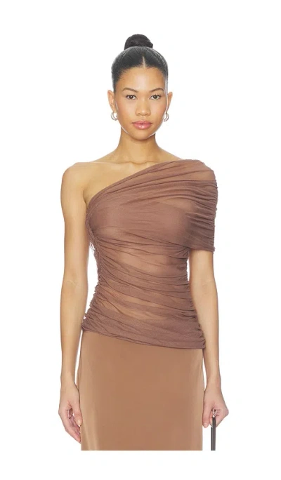 Misha The Interwoven Jersey Top In Brown