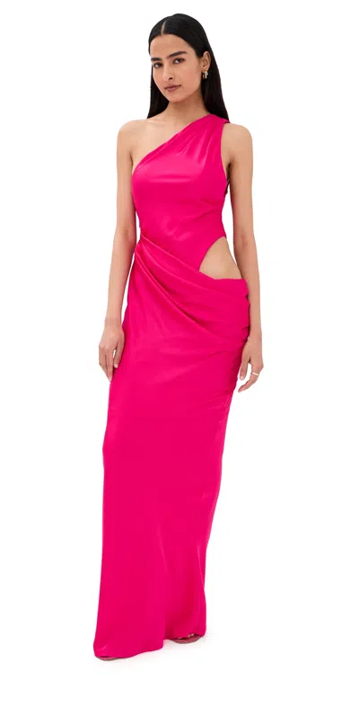 Misha The Isadora Satin Dress Bright Rose In Red