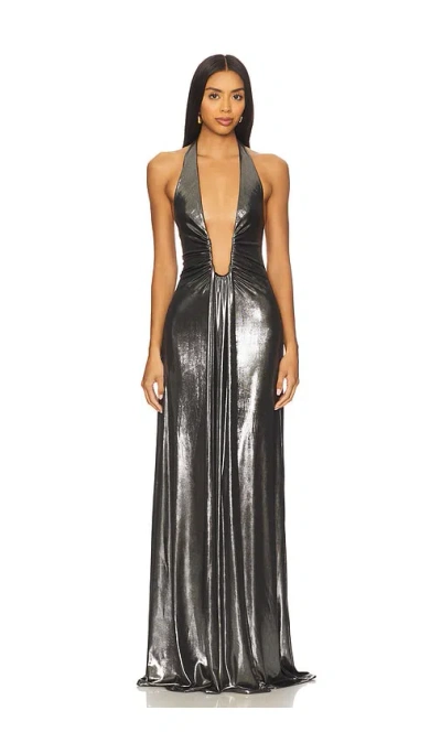 Misha The Jennifer Foil Jersey Dress In Black