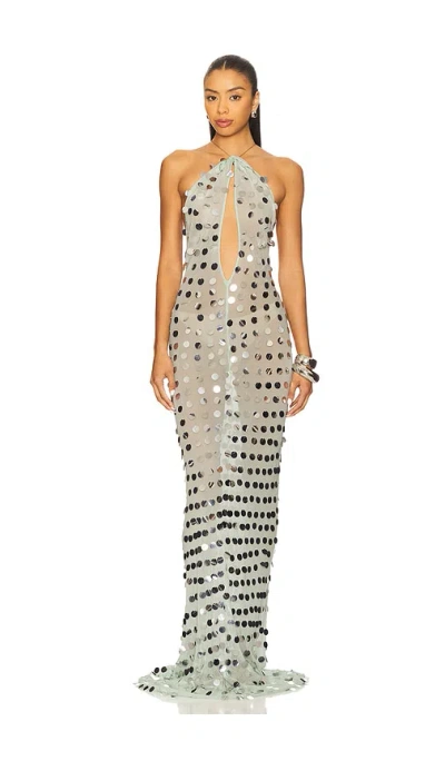 Misha The Mirror Bead Dress In Green