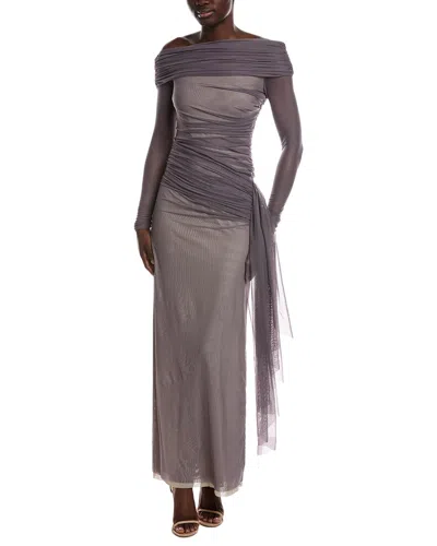 Misha The 'nexus' Mesh Ls Dress In Gray