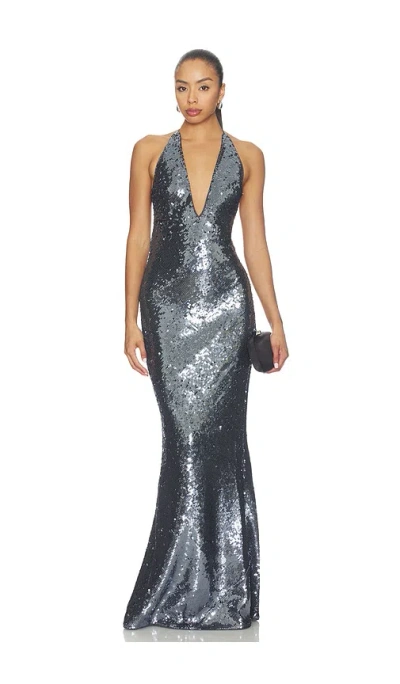 Misha The Plundge Sequin Jersey Dress In Animal Print