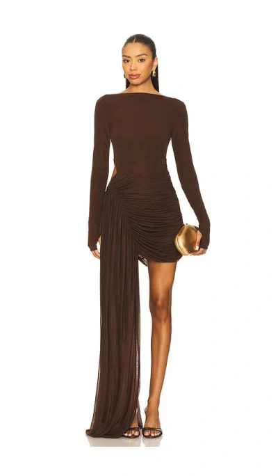 Misha The Sari Stocking Mini Dress In Brown