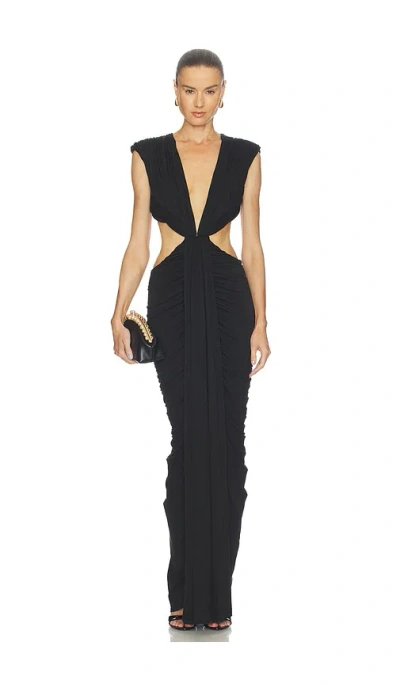Misha The Solacia Cupro Maxi Dress In Black