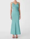 Misha Vida Satin Midi Dress In Juniper Green In Blue