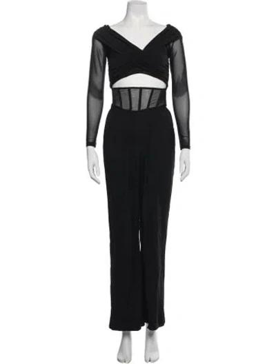 Pre-owned Misha V-neck Jumpsuit In Blue