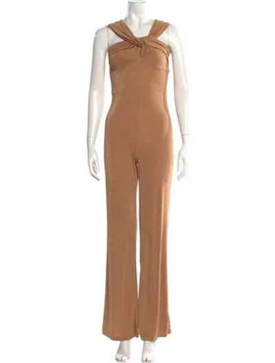 Pre-owned Misha V-neck Jumpsuit In Neutral