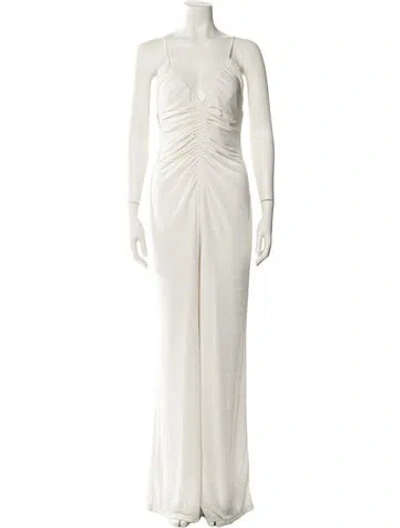 Pre-owned Misha V-neck Jumpsuit In Neutral