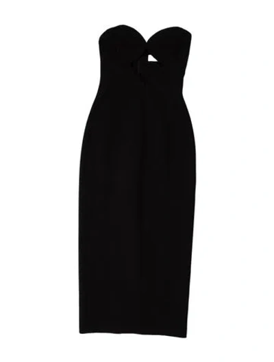 Pre-owned Misha V-neck Knee-length Dress In Black