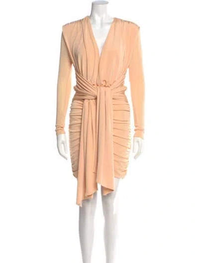 Pre-owned Misha V-neck Knee-length Dress In Orange