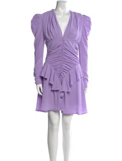 Pre-owned Misha V-neck Knee-length Dress In Purple