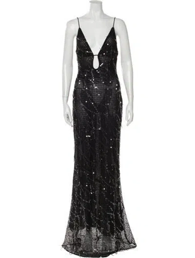 Pre-owned Misha V-neck Long Dress W/ Tags In Black
