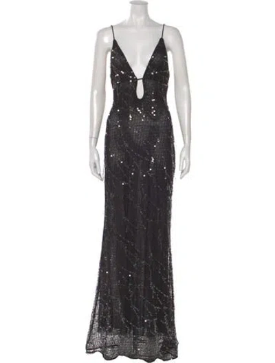 Pre-owned Misha V-neck Long Dress W/ Tags In Black