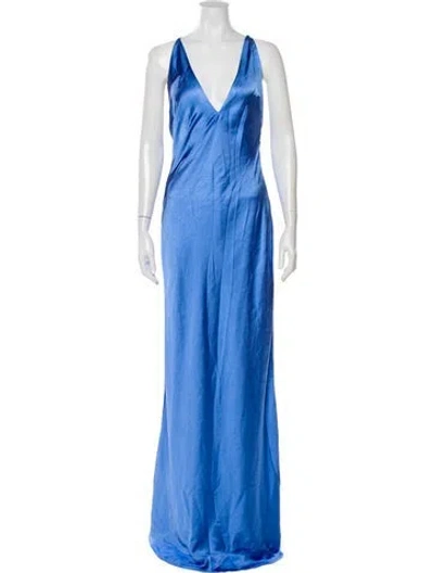 Pre-owned Misha V-neck Long Dress W/ Tags In Blue