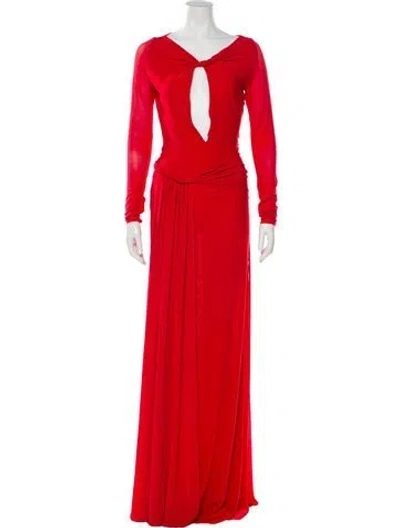Pre-owned Misha V-neck Long Dress W/ Tags In Red