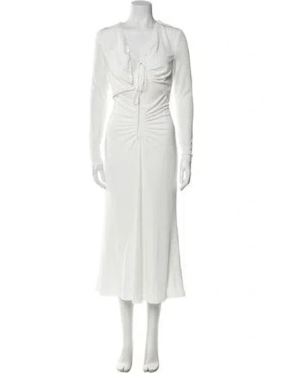 Pre-owned Misha V-neck Long Dress W/ Tags In White