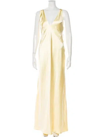 Pre-owned Misha V-neck Long Dress W/ Tags In Yellow