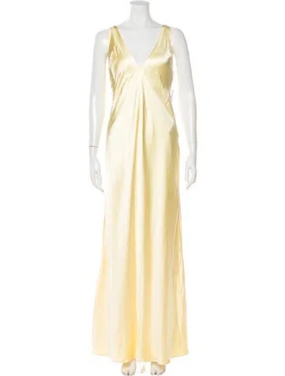 Pre-owned Misha V-neck Long Dress W/ Tags In Yellow