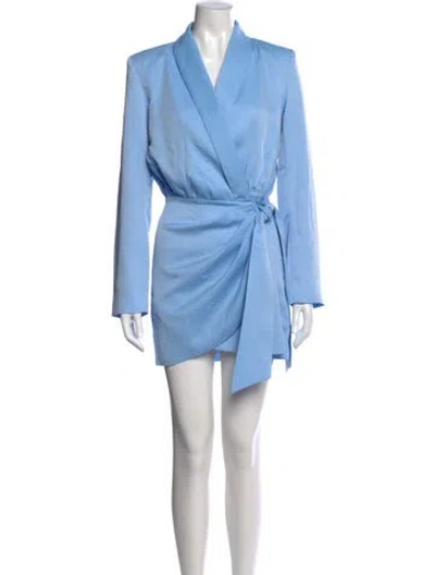 Pre-owned Misha V-neck Mini Dress In Blue