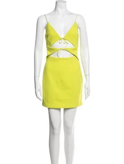 Pre-owned Misha V-neck Mini Dress In Green