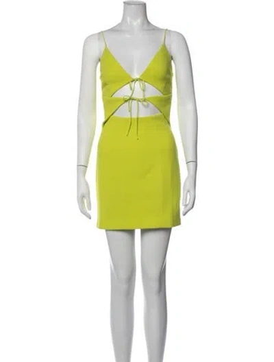 Pre-owned Misha V-neck Mini Dress In Green