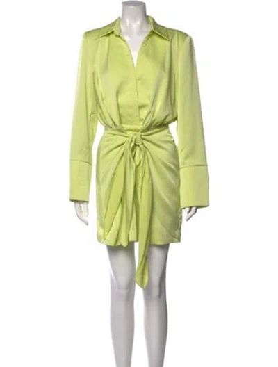 Pre-owned Misha V-neck Mini Dress In Green