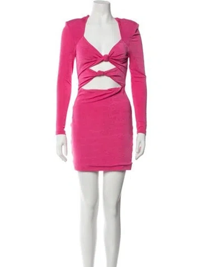 Pre-owned Misha V-neck Mini Dress In Pink