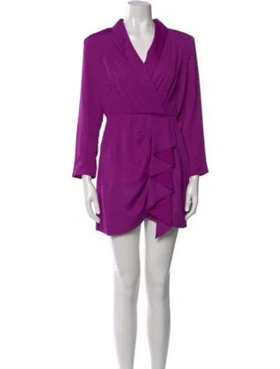 Pre-owned Misha V-neck Mini Dress In Purple