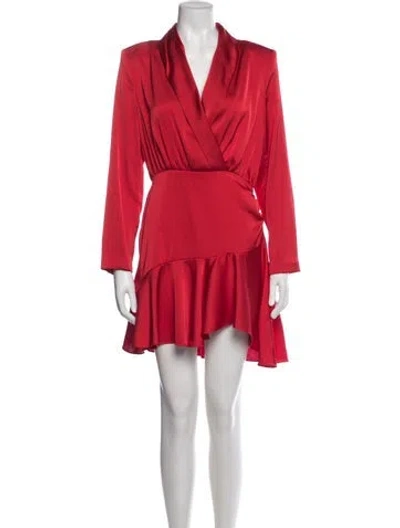 Pre-owned Misha V-neck Mini Dress In Red