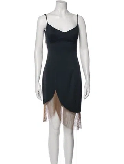Pre-owned Misha V-neck Mini Dress W/ Tags In Blue