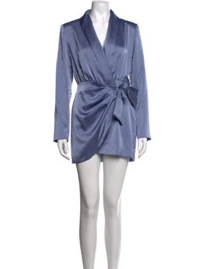 Pre-owned Misha V-neck Mini Dress W/ Tags In Blue