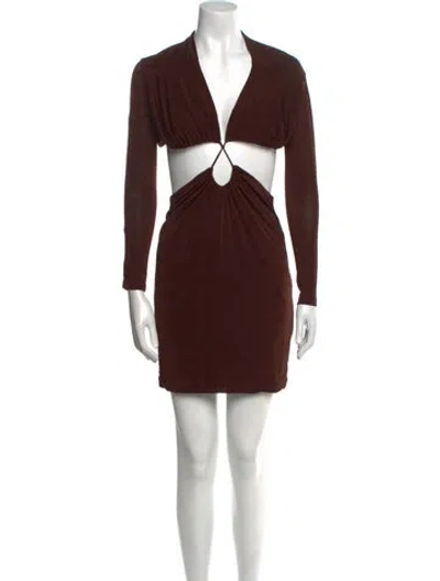 Pre-owned Misha V-neck Mini Dress W/ Tags In Brown