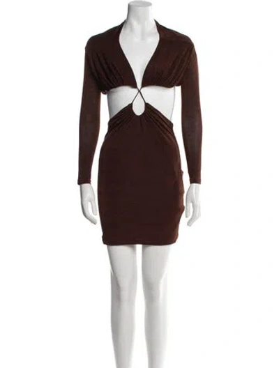 Pre-owned Misha V-neck Mini Dress W/ Tags In Brown