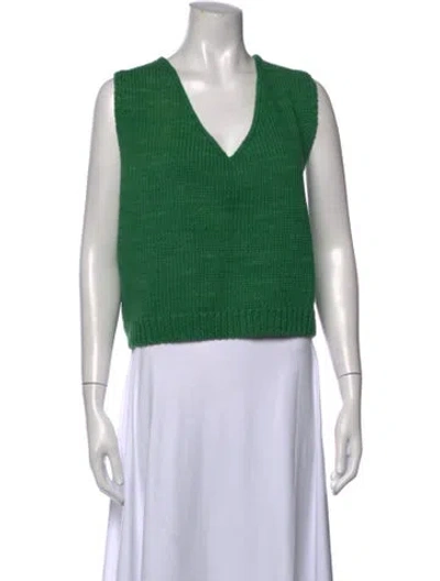 Pre-owned Misha V-neck Sleeveless Top In Green
