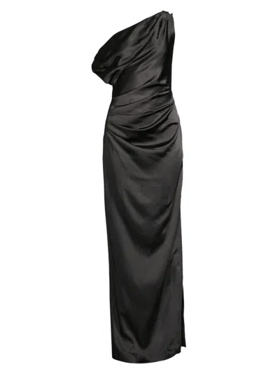 Misha Women's Aster Draped Satin Gown In Black
