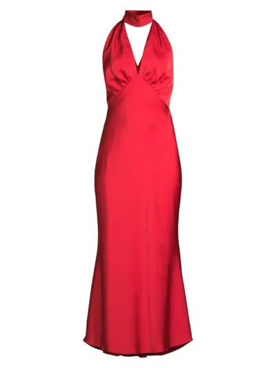 Misha Women's Federica Satin Halter Midi-dress In Scarlett Red