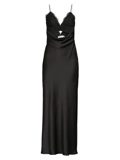 Misha Women's Maxxy Satin Slip Cut-out Maxi Dress In Black