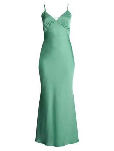 Misha Women's Vida Satin Maxi Dress In Juniper Green