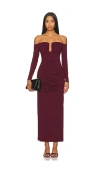 Misha X Revolve Raelynn Slinky Midi Dress In Mulberry Wine