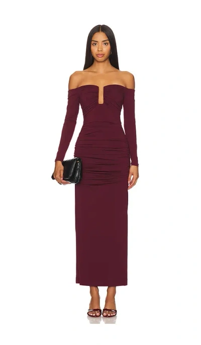 Misha X Revolve Raelynn Slinky Midi Dress In Mulberry Wine