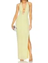 Misha Yesenia Slinky Maxi Dress In Pastel Yellow In Green